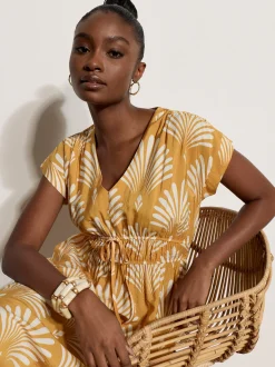 Apricot Damen Midikleid in gelb - Länge: midi
