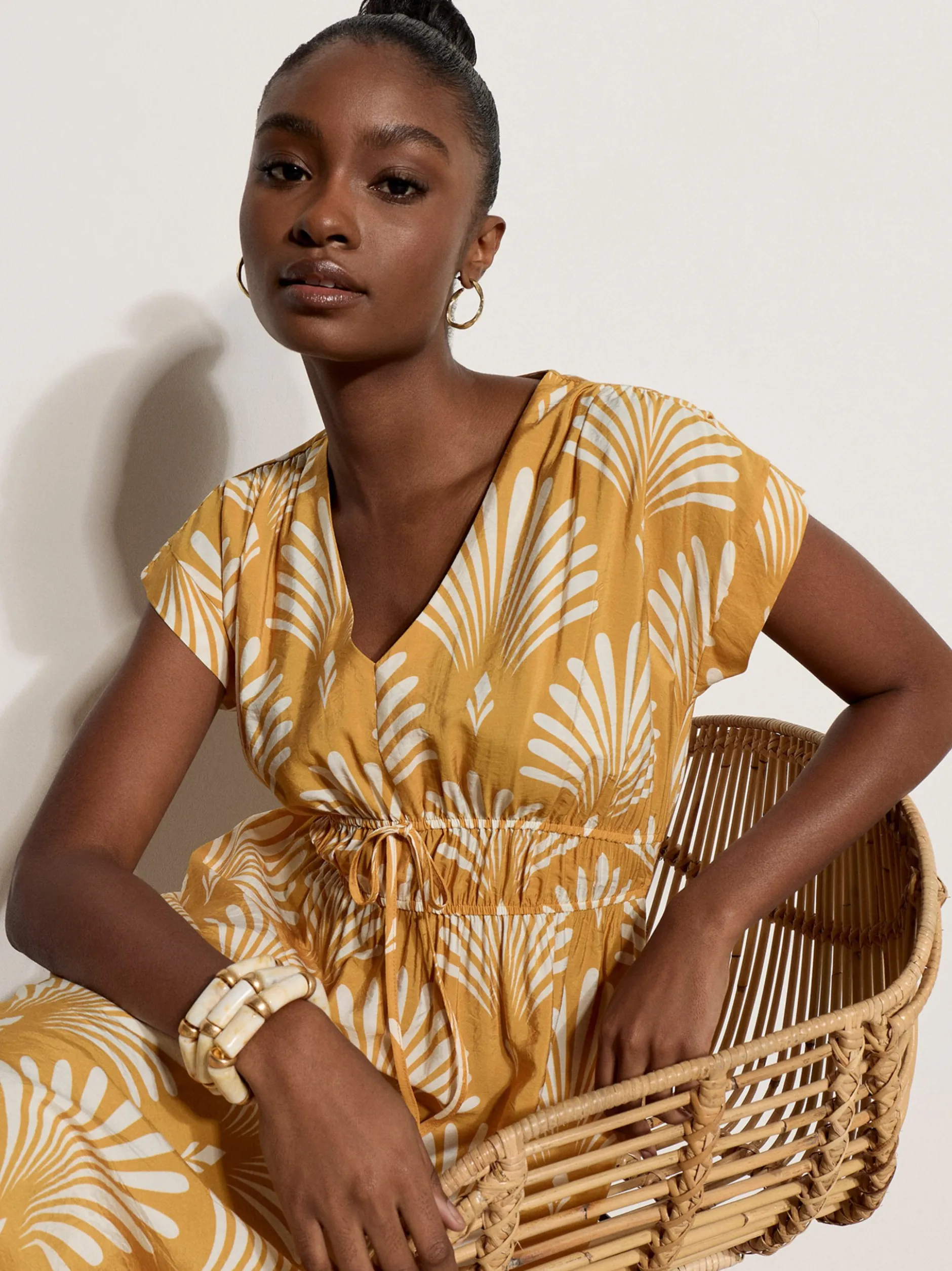 Apricot Damen Midikleid in gelb - Länge: midi