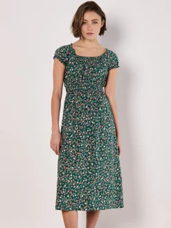 Apricot Damen Midikleid in grün - Länge: midi