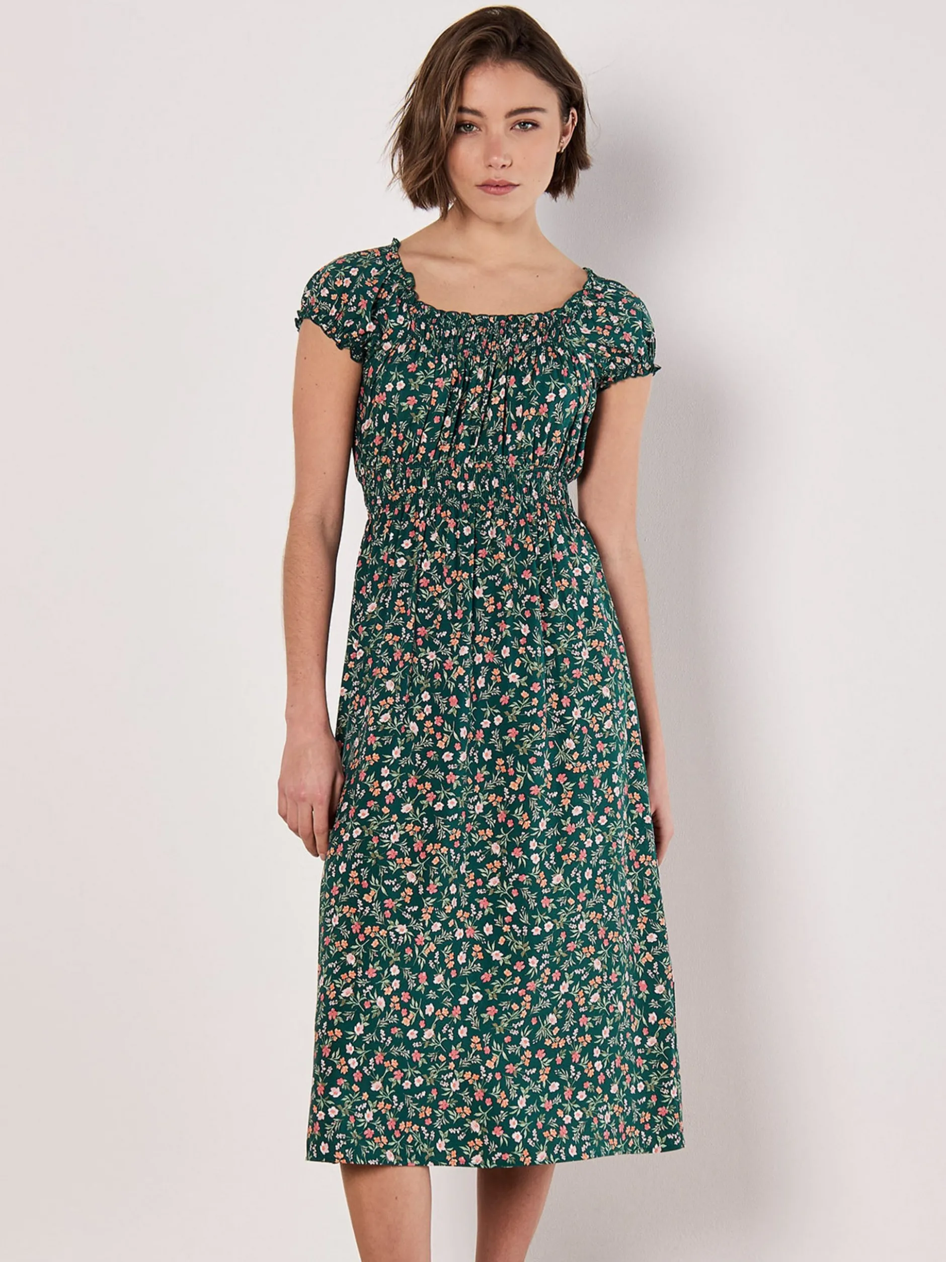 Apricot Damen Midikleid in grün - Länge: midi