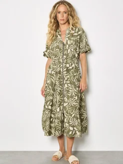 Apricot Damen Midikleid in grün - Länge: midi