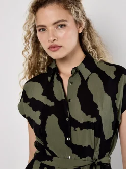 Apricot Damen Midikleid in grün khaki - Länge: midi