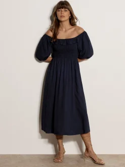 Apricot Damen Midikleid in marine - Ausschnitt: Karree