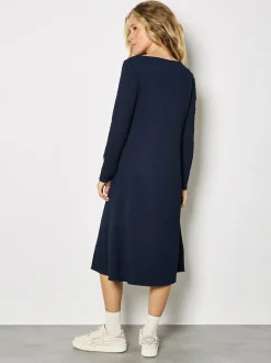 Apricot Damen Midikleid in marine blau - Länge: midi