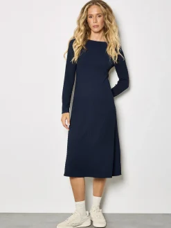 Apricot Damen Midikleid in marine blau - Länge: midi