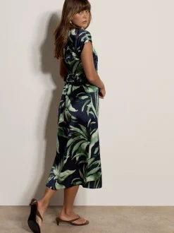 Apricot Damen Midikleid in marine - Länge: midi