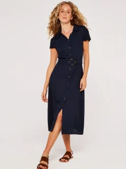 Apricot Damen Midikleid in marine - Länge: midi