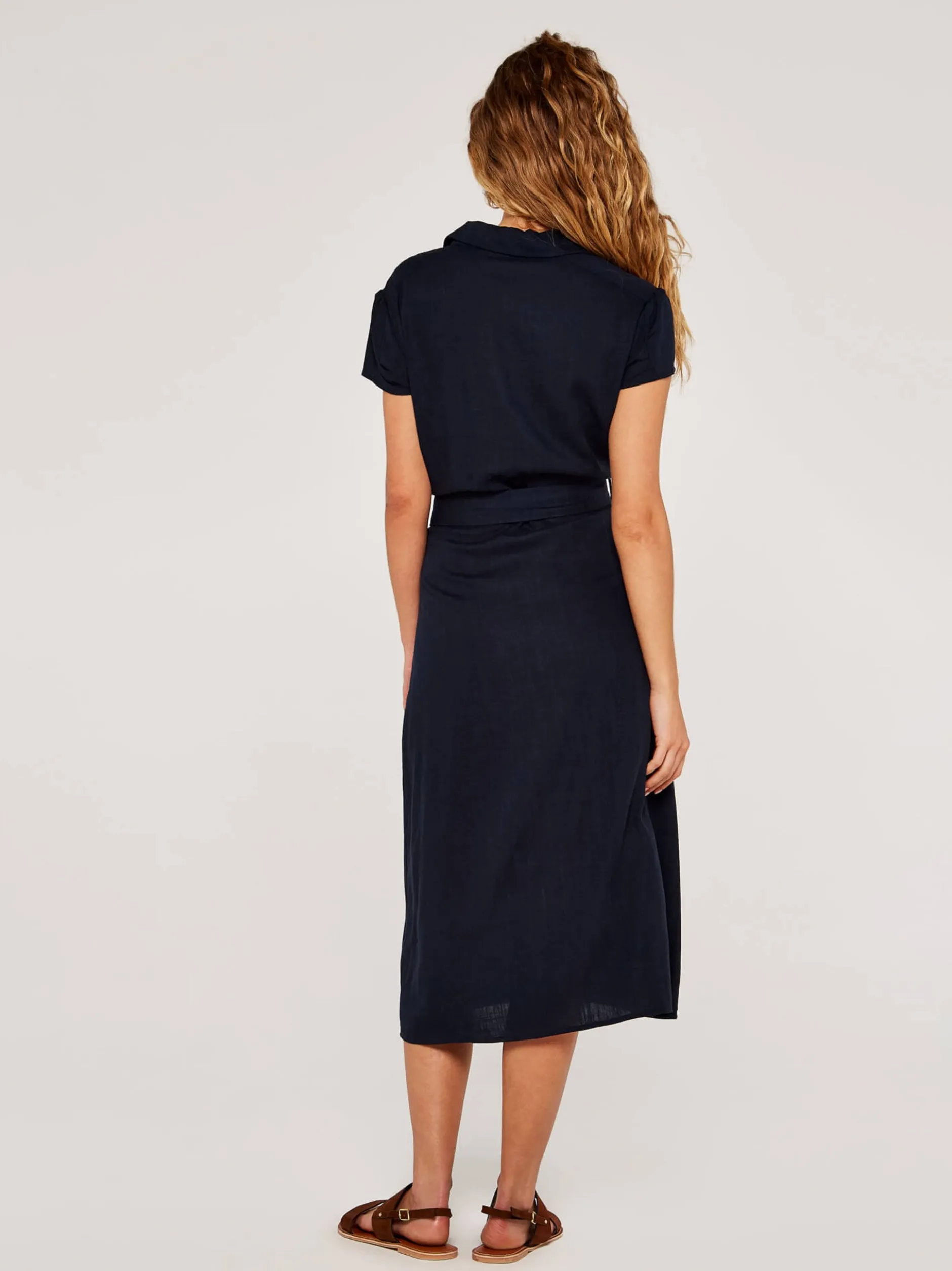 Apricot Damen Midikleid in marine - Länge: midi