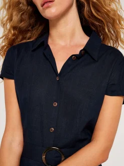Apricot Damen Midikleid in marine - Länge: midi