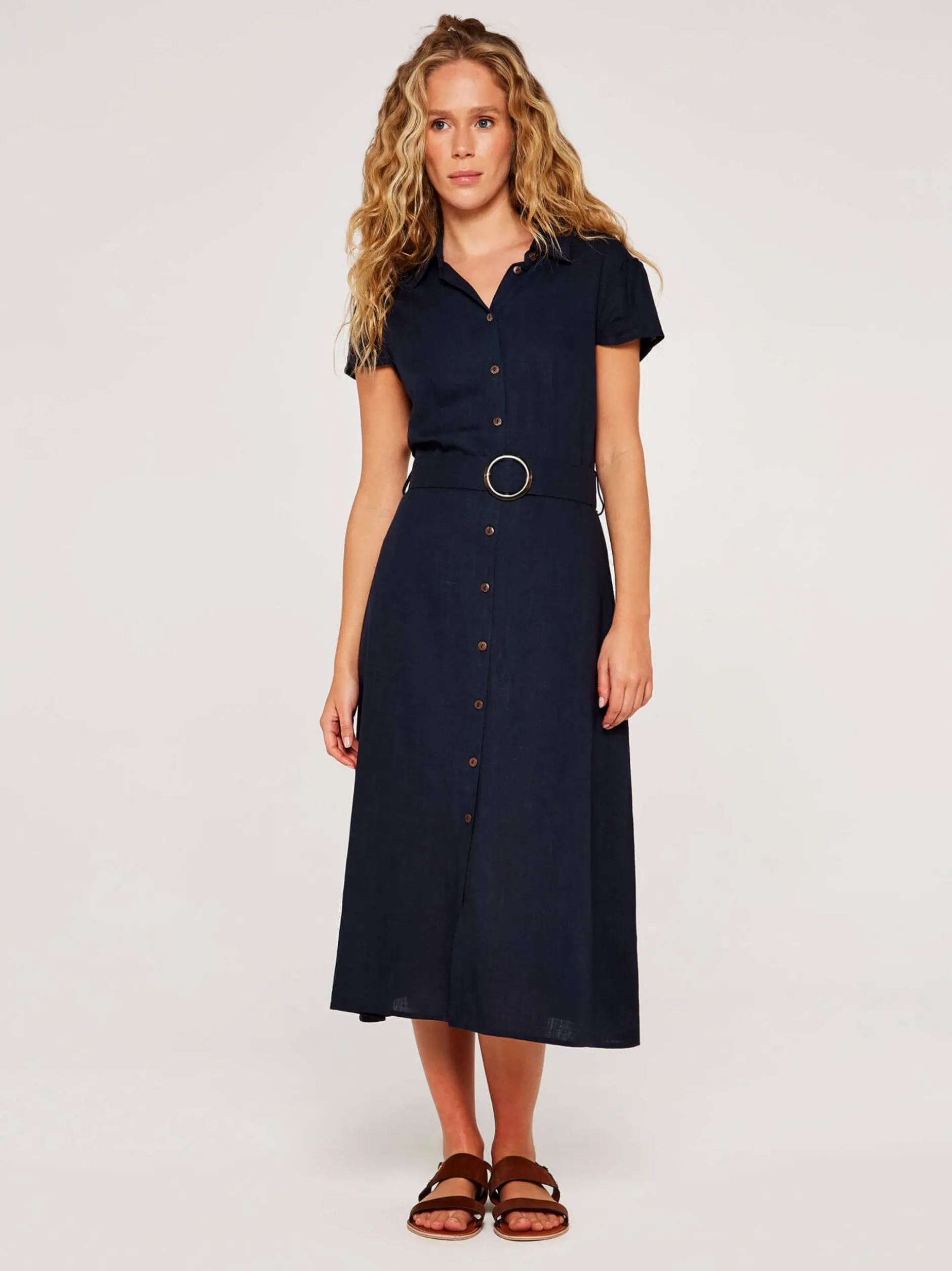 Apricot Damen Midikleid in marine - Länge: midi