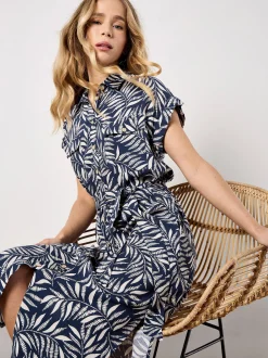 Apricot Damen Midikleid in marine - Länge: midi