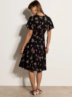 Apricot Damen Midikleid in marine blau - Länge: knielang