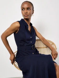 Apricot Damen Midikleid in marine blau - Länge: midi