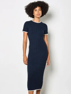 Apricot Damen Midikleid in marine blau - Länge: midi