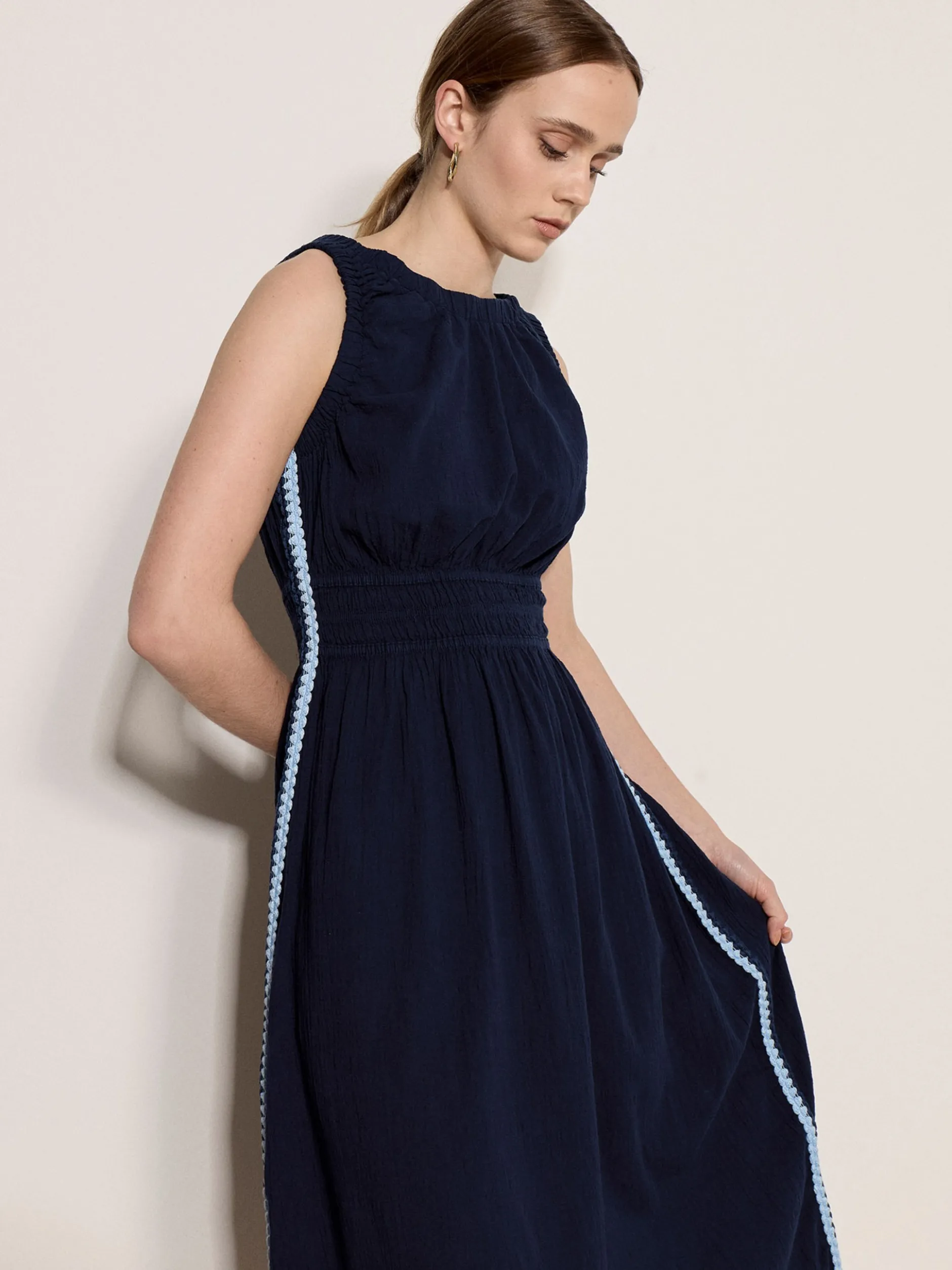 Apricot Damen Midikleid in marine blau - Länge: midi