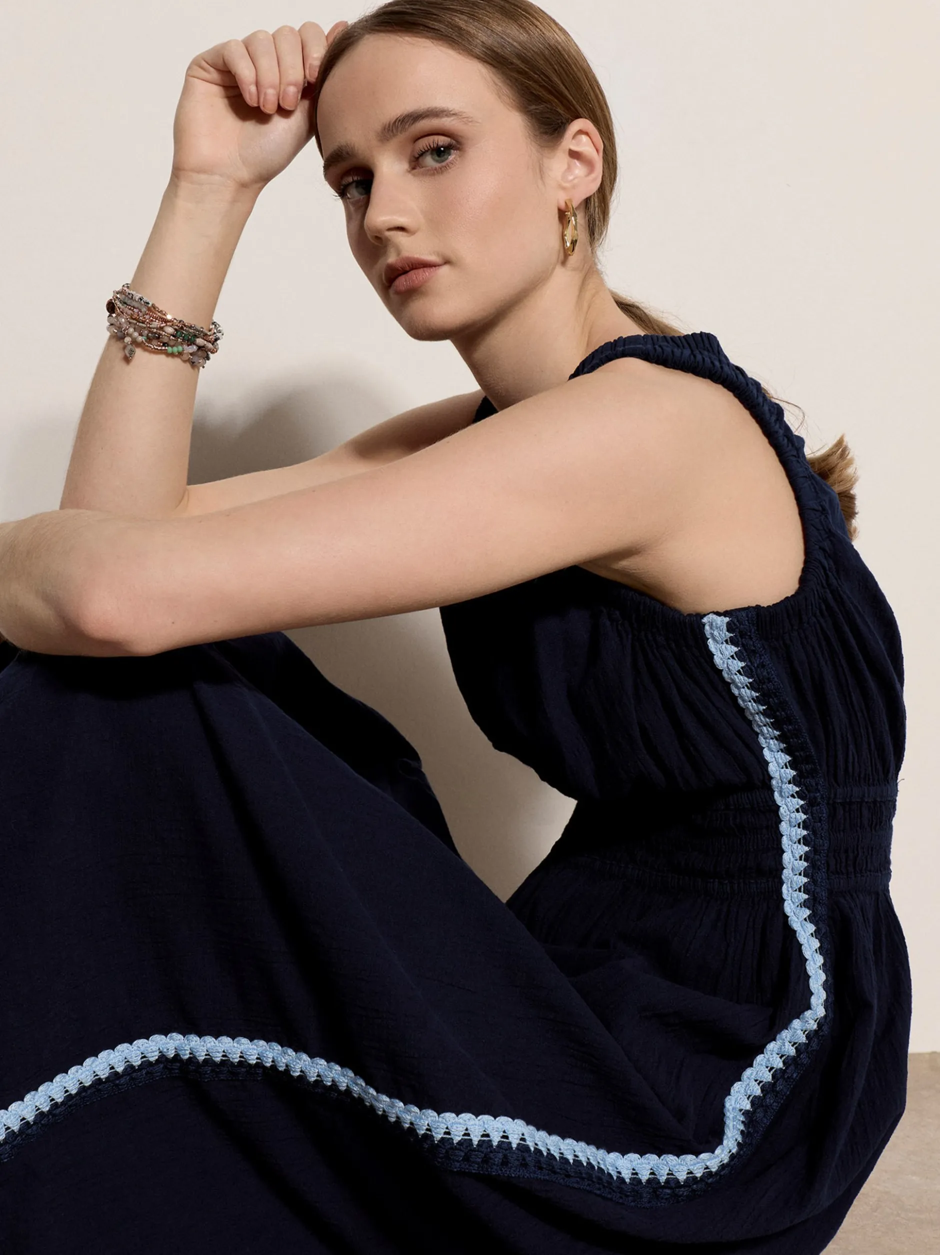 Apricot Damen Midikleid in marine blau - Länge: midi
