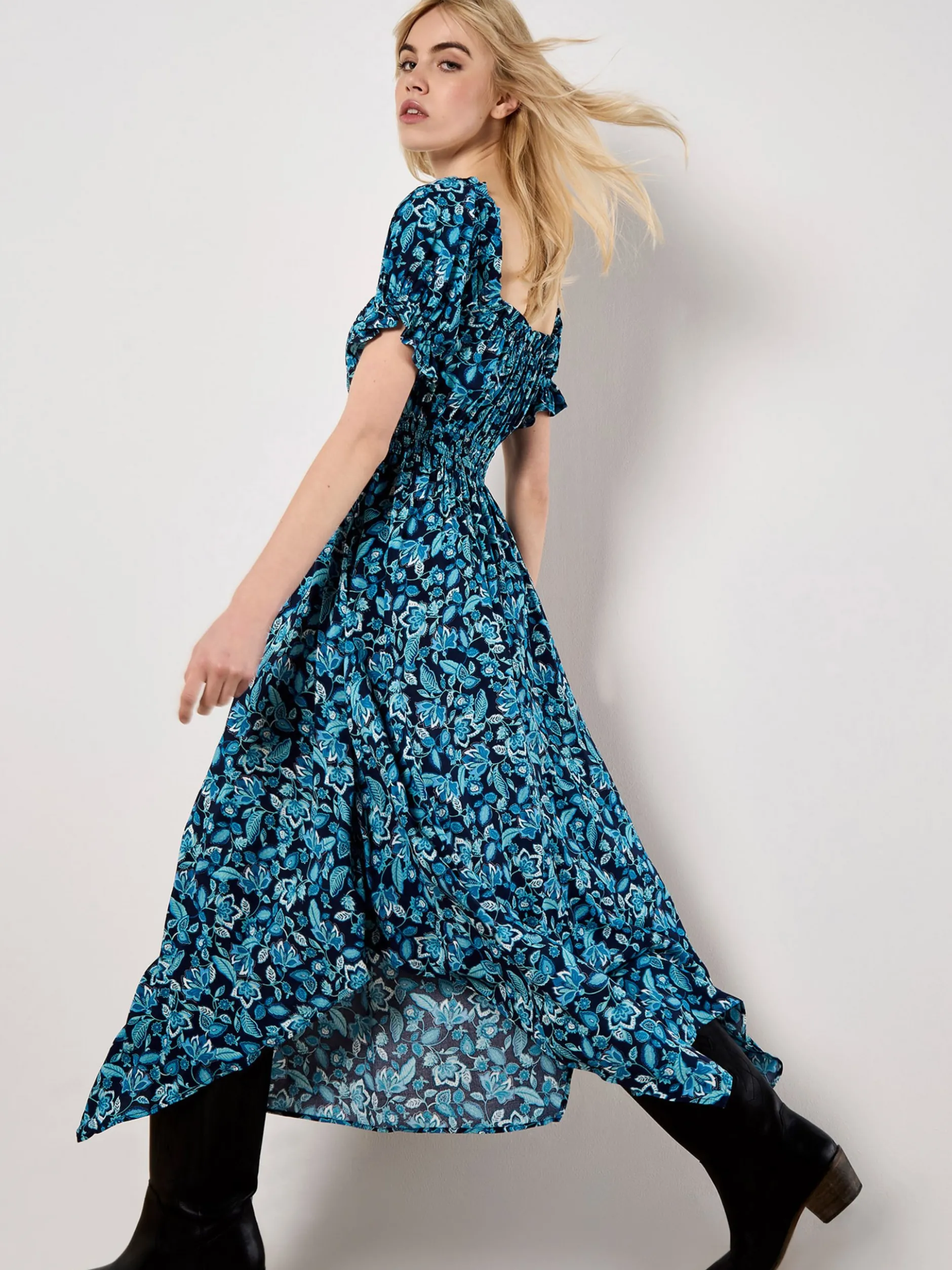 Apricot Damen Midikleid in marine mehrfarbig