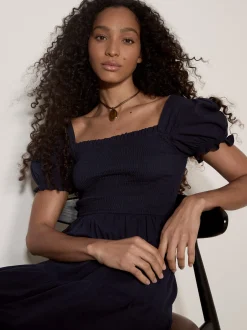 Apricot Damen Midikleid in marine - Länge: midi