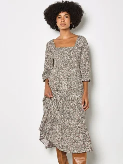 Apricot Damen Midikleid in mehrfarbig schwarz
