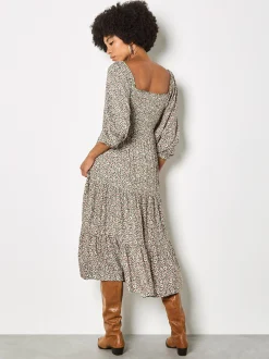 Apricot Damen Midikleid in mehrfarbig schwarz