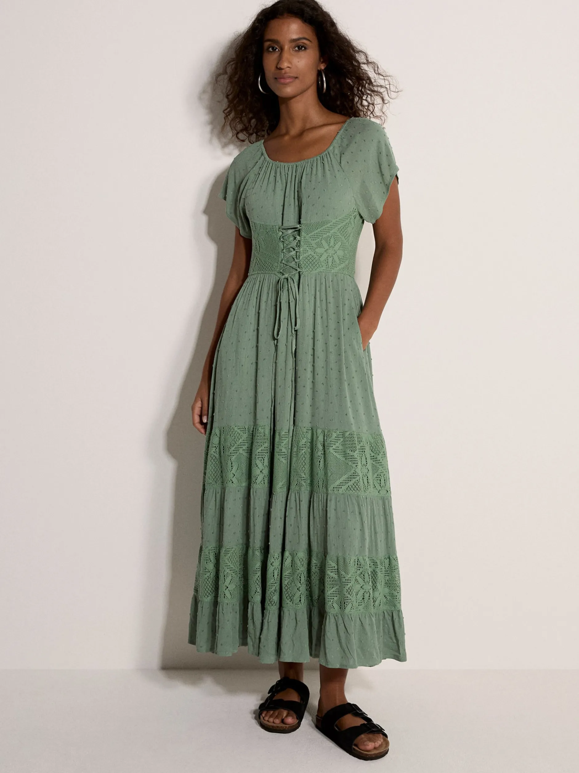 Apricot Damen Midikleid in mint - Länge: midi