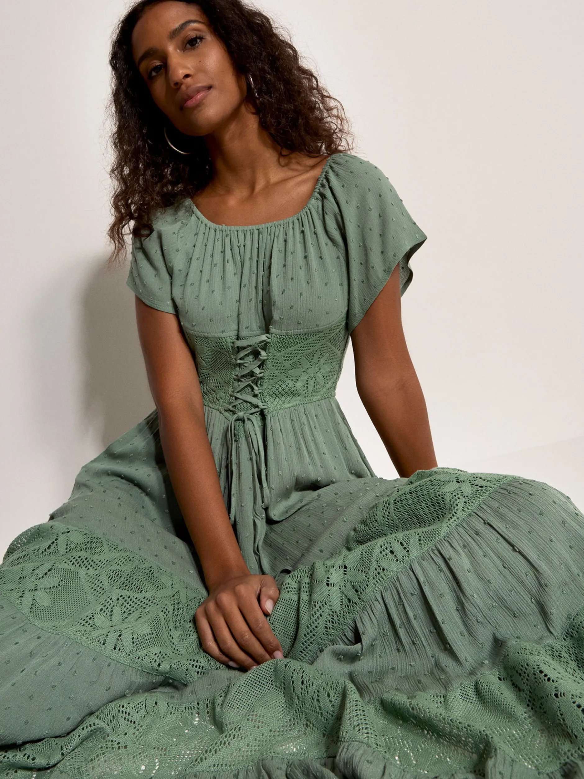 Apricot Damen Midikleid in mint - Länge: midi