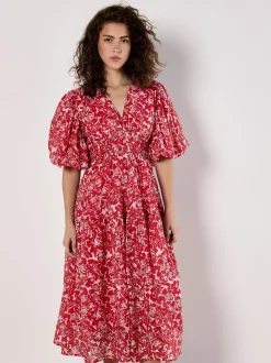 Apricot Damen Midikleid in rot - Länge: midi