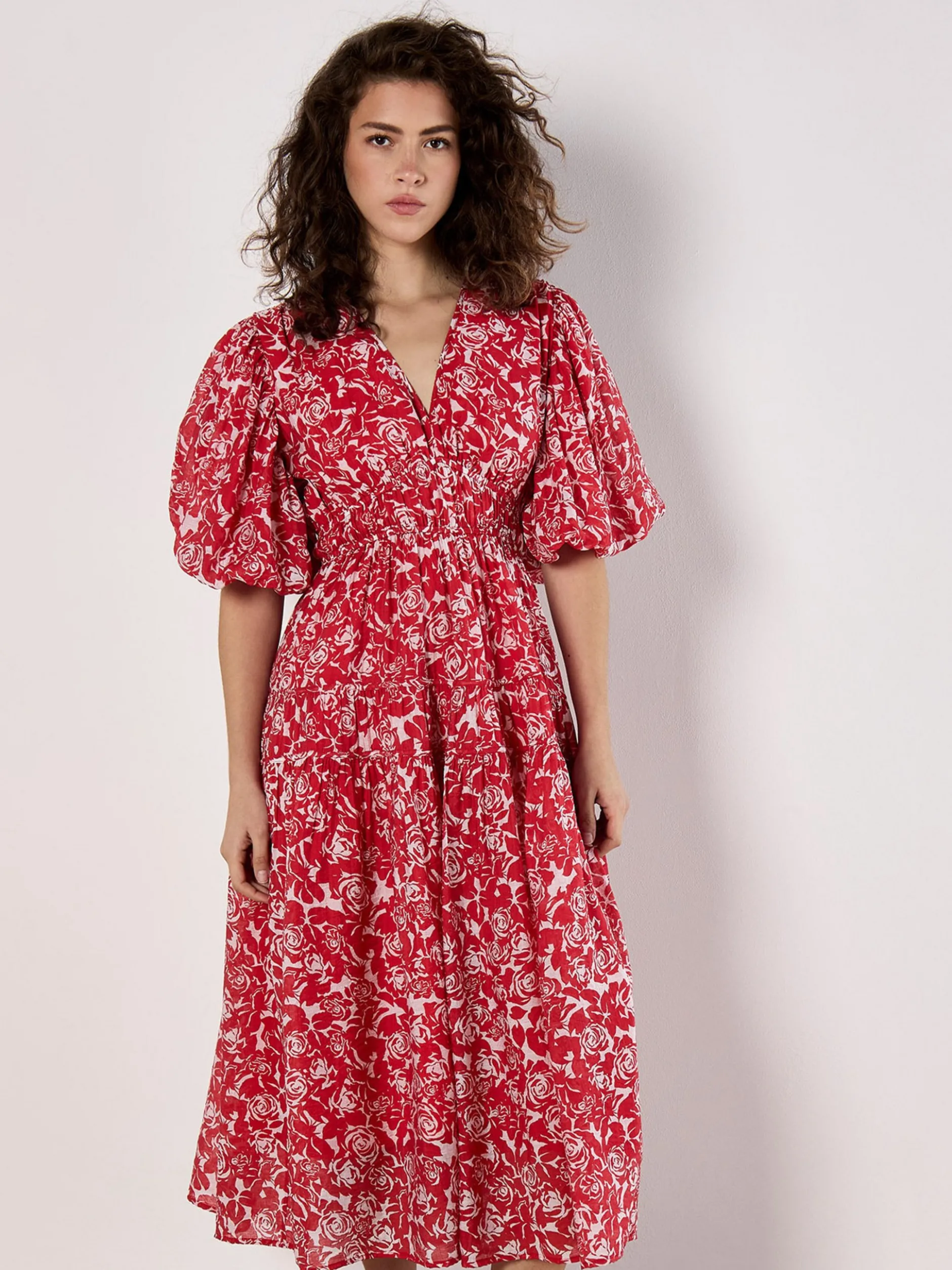 Apricot Damen Midikleid in rot - Länge: midi