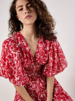 Apricot Damen Midikleid in rot - Länge: midi