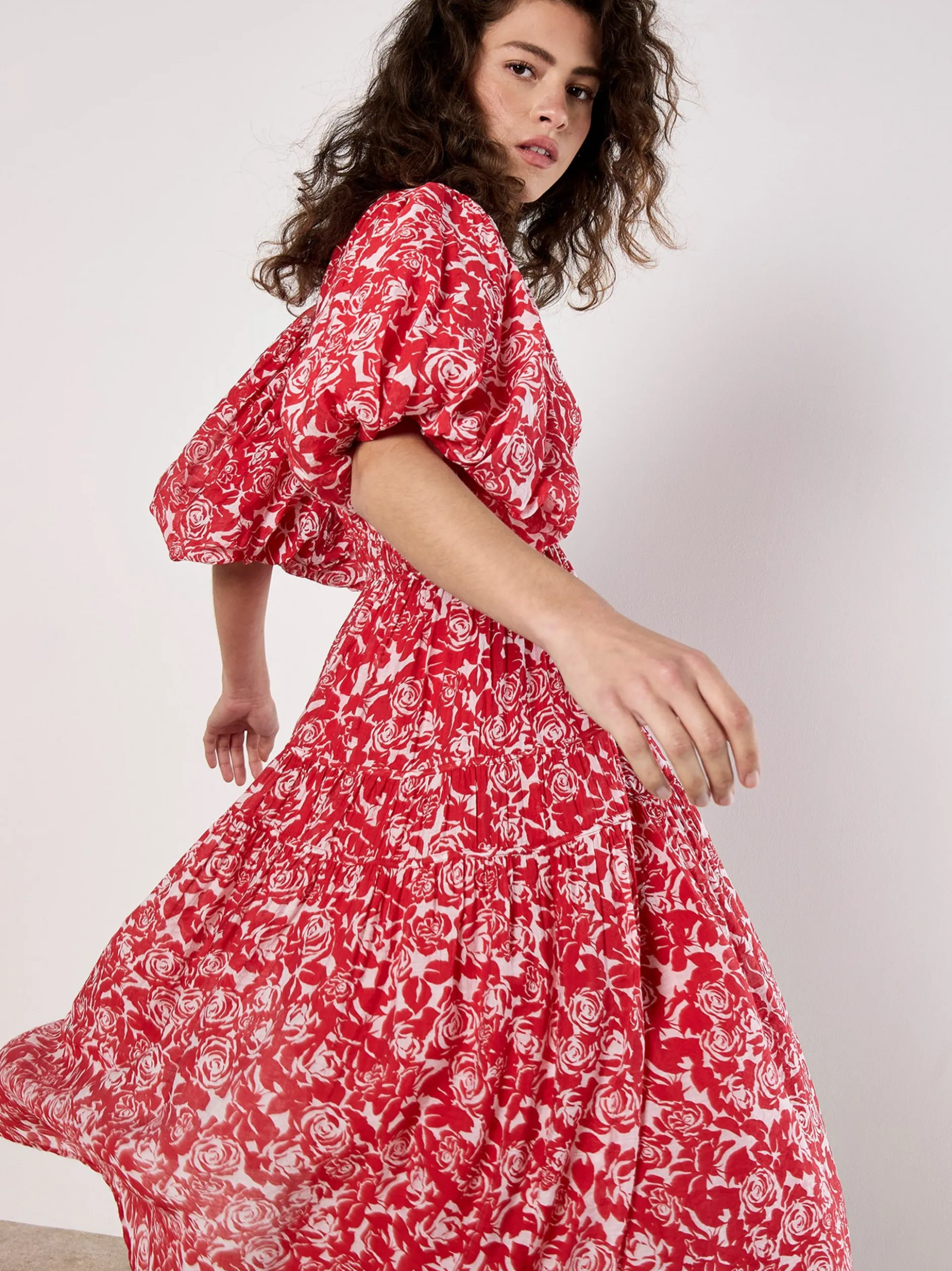 Apricot Damen Midikleid in rot - Länge: midi