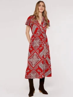 Apricot Damen Midikleid in rot - Länge: midi