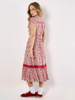 Apricot Damen Midikleid in rot mehrfarbig - Länge: midi