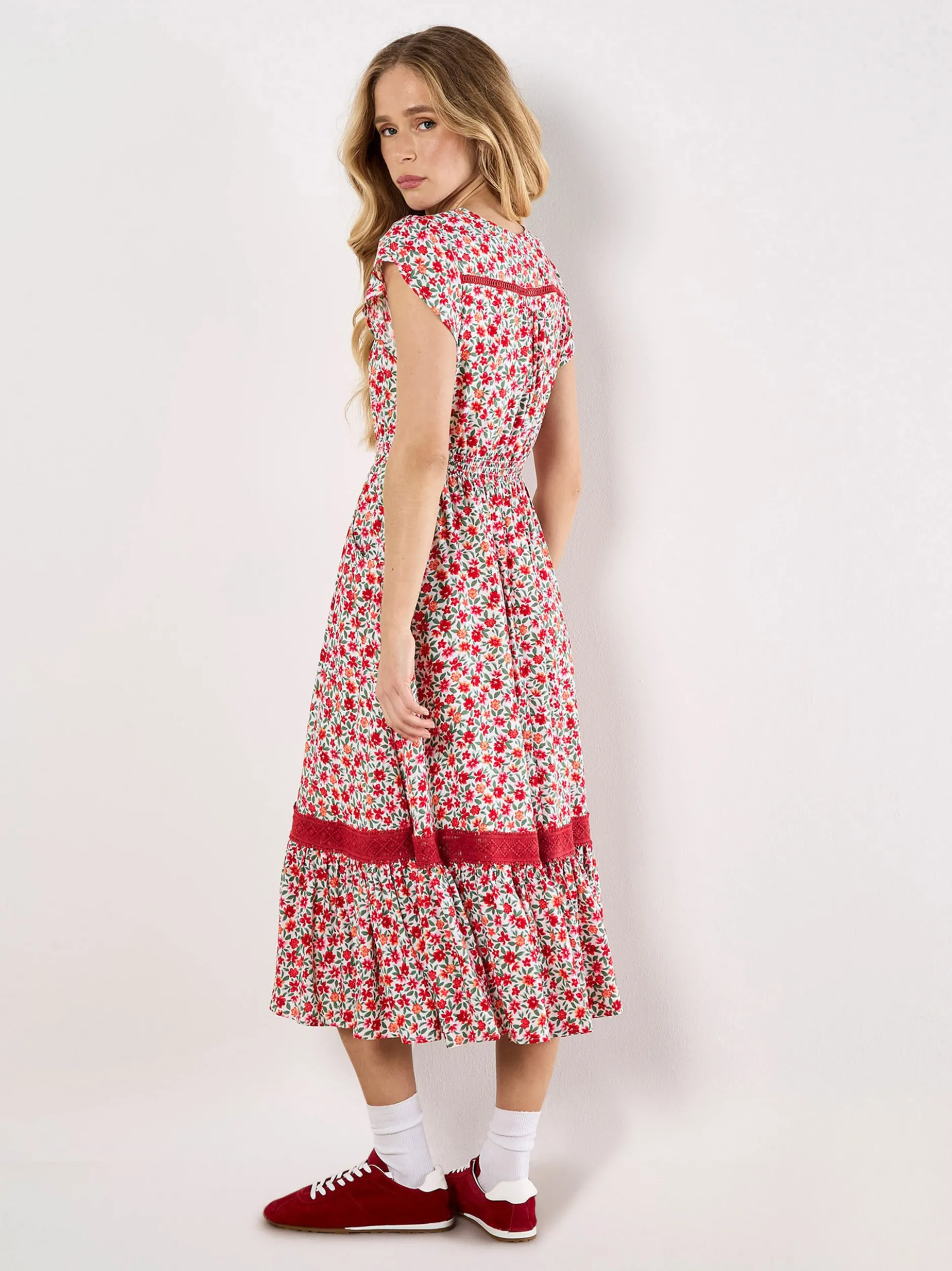 Apricot Damen Midikleid in rot mehrfarbig - Länge: midi