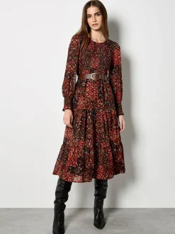 Apricot Damen Midikleid in rot - Ausschnitt: Rundhals
