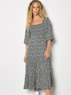 Apricot Damen Midikleid in schwarz - Länge: midi