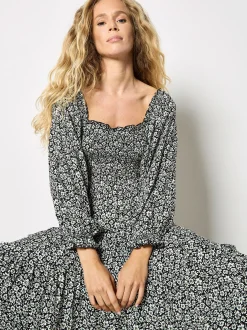 Apricot Damen Midikleid in schwarz - Länge: midi