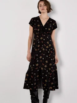 Apricot Damen Midikleid in schwarz - Länge: midi