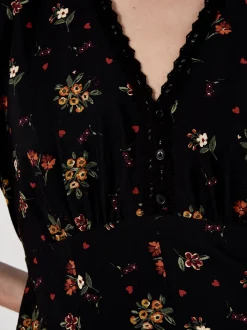 Apricot Damen Midikleid in schwarz - Länge: midi