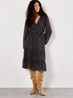 Apricot Damen Midikleid in schwarz - Länge: midi