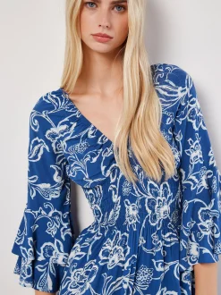 Apricot Damen Minikleid in blau - Länge: knielang