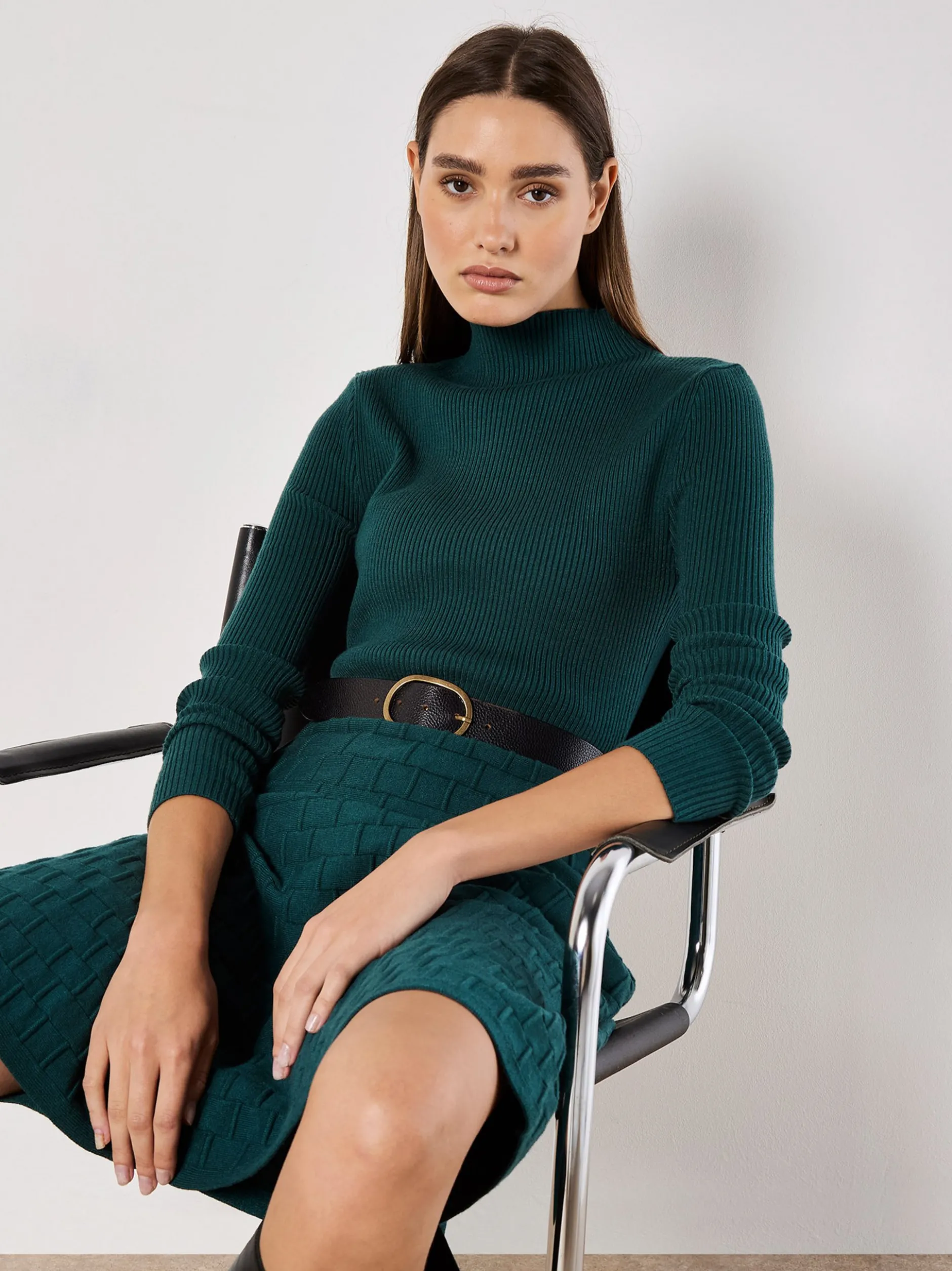 Apricot Damen Minikleid in grün - Ausschnitt: Stehkragen
