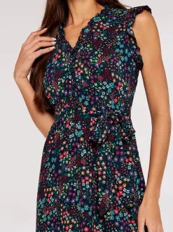 Apricot Damen Minikleid in marine blau - Länge: knielang