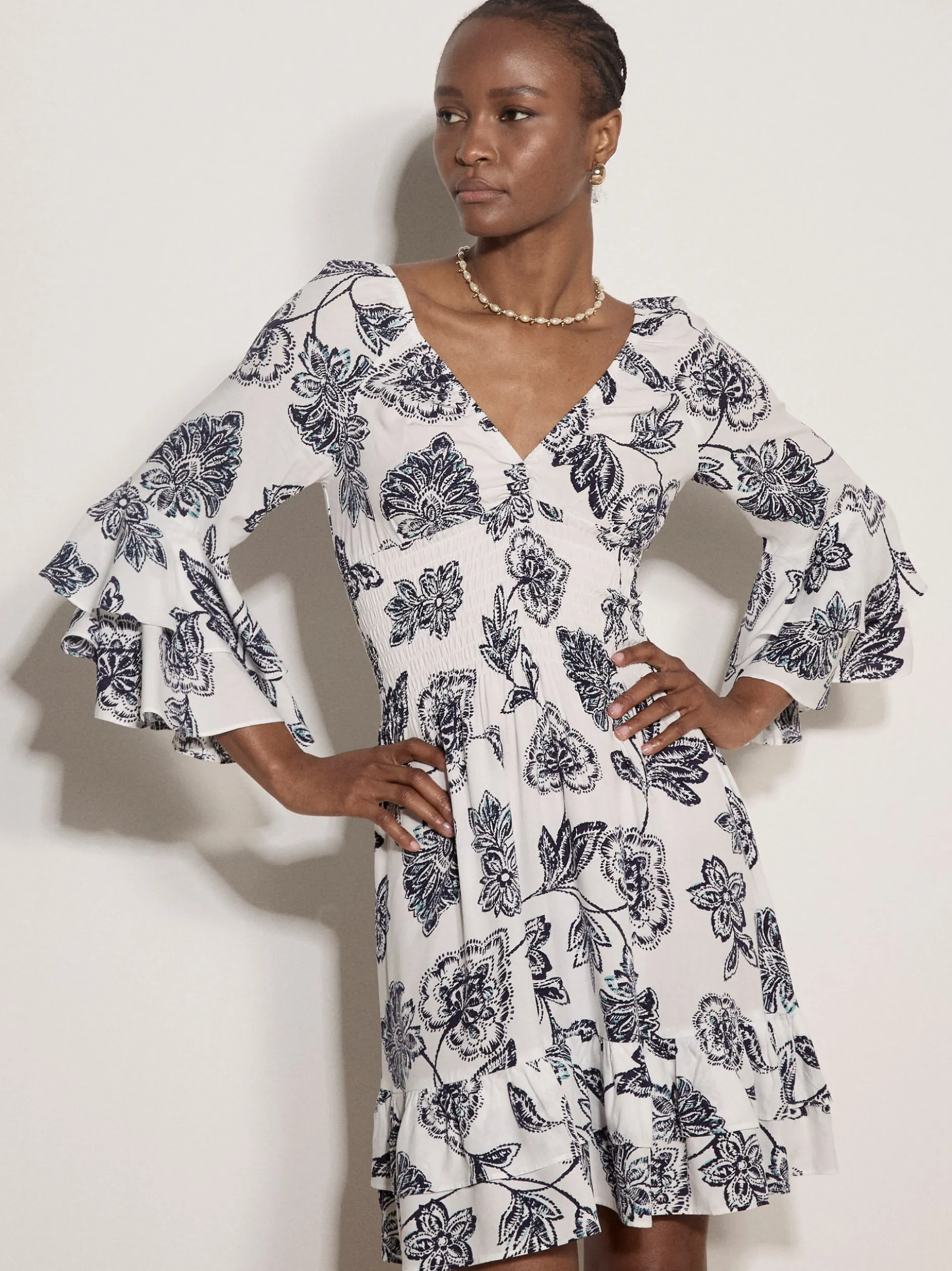 Apricot Damen Minikleid in marine blau - Länge: knielang