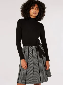 Apricot Damen Minikleid in schwarz - Länge: midi