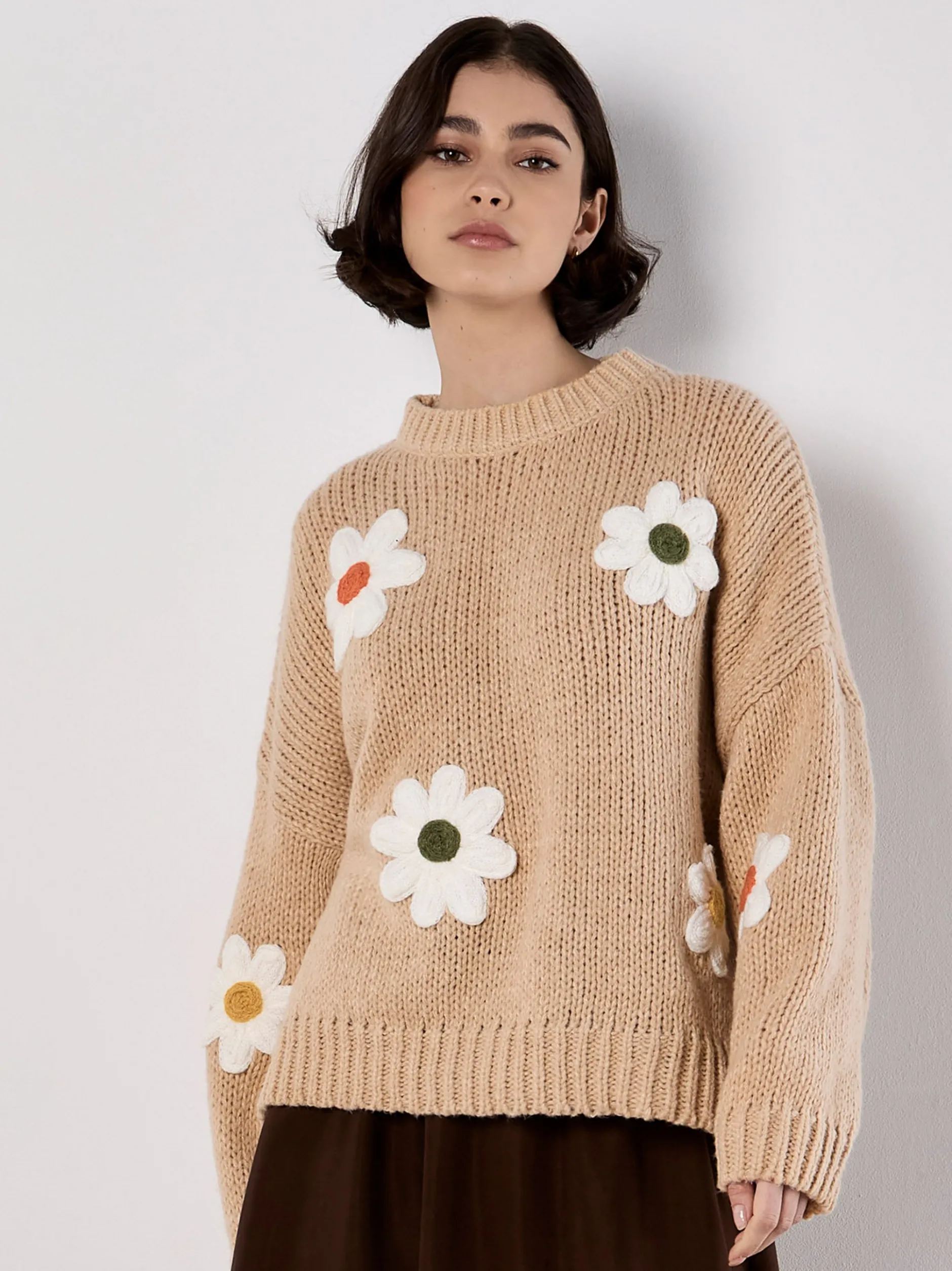 Apricot Damen Pullover in beige - Ausschnitt: Rundhals