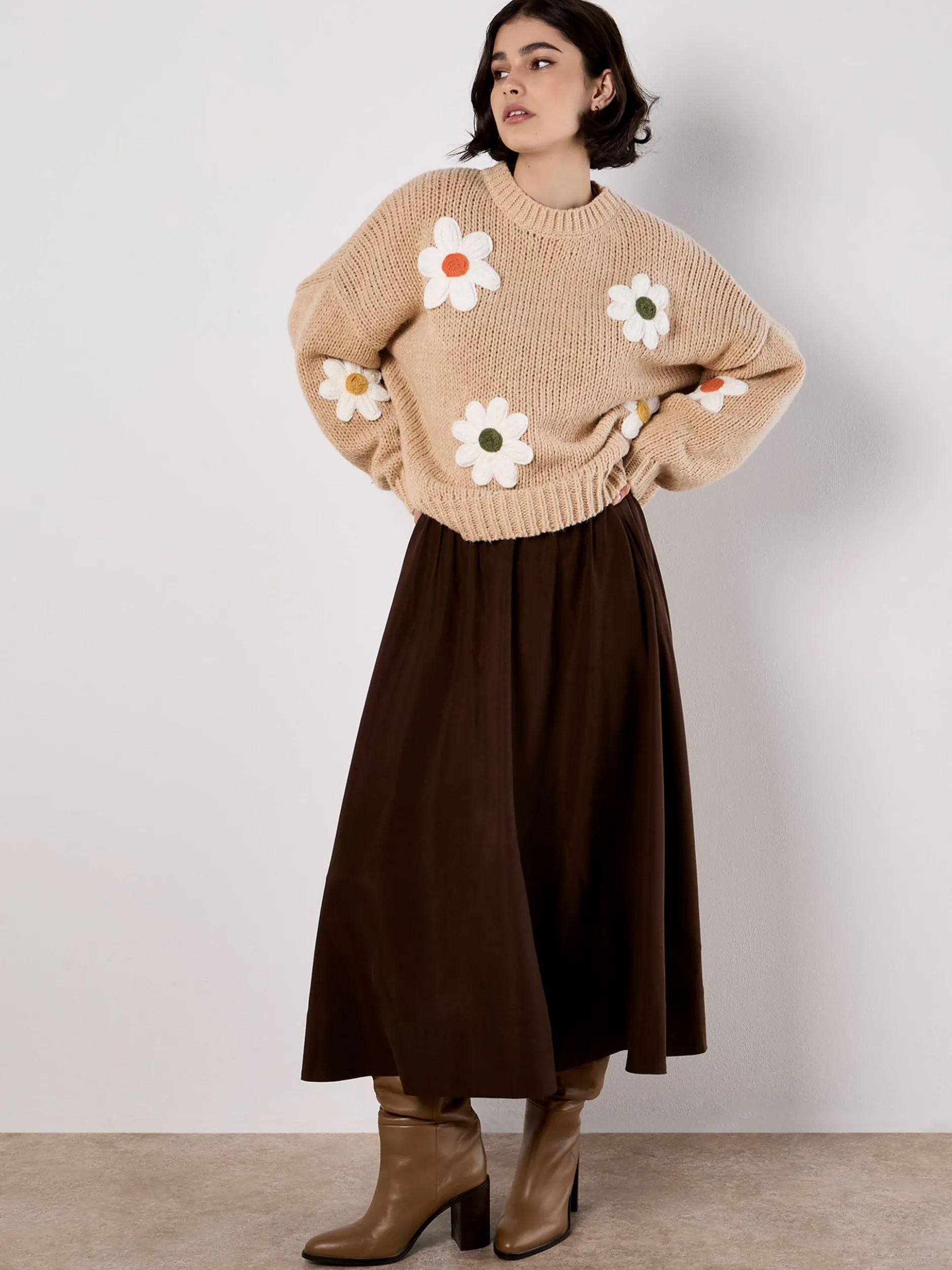 Apricot Damen Pullover in beige - Ausschnitt: Rundhals