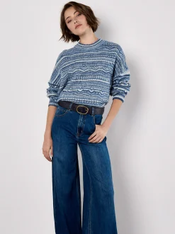 Apricot Damen Pullover in blau - Ausschnitt: Rundhals