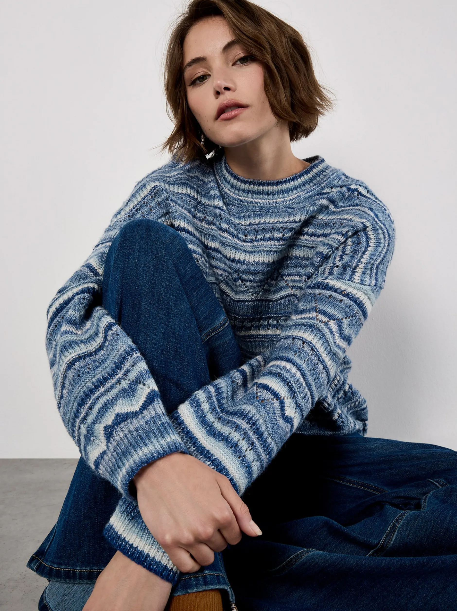 Apricot Damen Pullover in blau - Ausschnitt: Rundhals