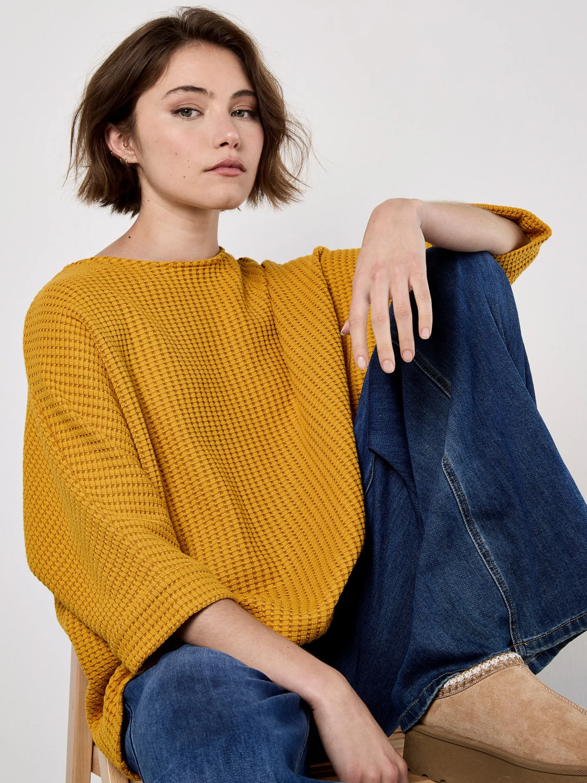 Apricot Damen Pullover in gelb - Ausschnitt: Rundhals