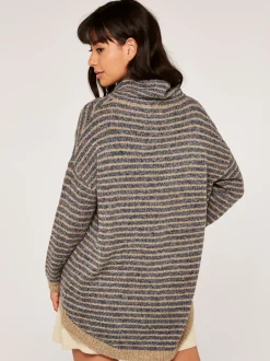 Apricot Damen Pullover in grau - Ausschnitt: Stehkragen